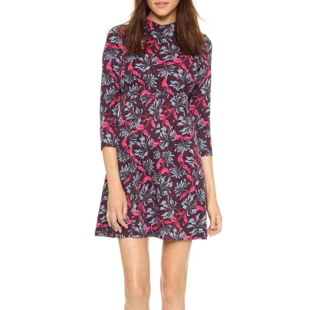 Rebecca Taylor  Mystic Floral Mockneck Sheath Dress 3/4 Sleeve